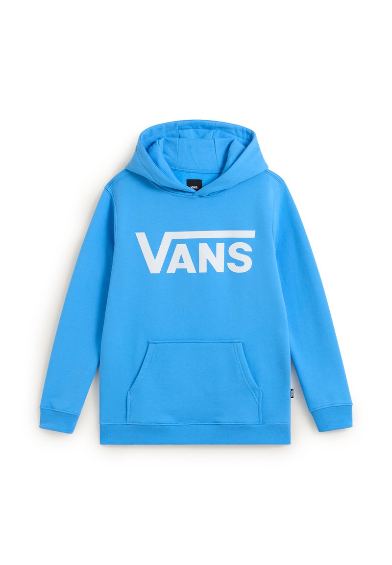 Felpa azzurra chiara realizzata in un morbido misto cotone, con logo "VANS" bianco, una tasca frontale e cappuccio con cordini.