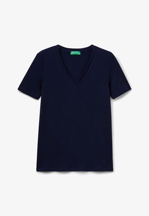 United Colors of Benetton WITH V-NECK - T-shirt basique - blue