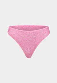 Roze kanten string met bloemmotief, met een gladde tailleband en een minimalistisch dekking ontwerp. Zachte textuur voor comfort.