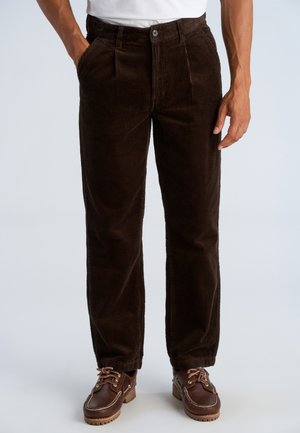 Lindbergh, SEERSUCKER CORDUROY CHINO PANT - Trousers - dk brown