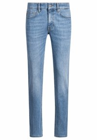 Ljust blå denimjeans med slim fit, femficksdesign, subtila sömdetaljer och dragkedja. Slät textur.