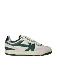 Witte en groene sneakers met een bovenwerk van synthetisch leer, suede accenten en een gestructureerde rubberen zool. Beschikt over veters en een opvallend zijlogo.