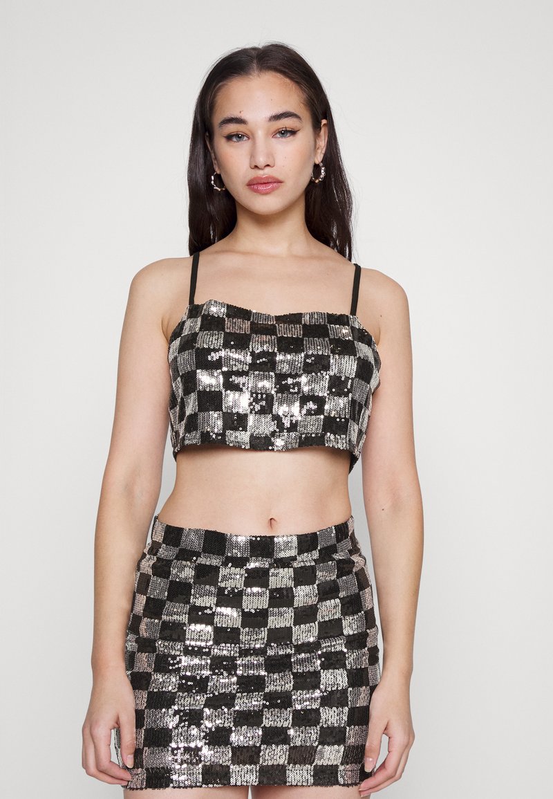 Noisy May NMMINDY SEQUIN CROPPED TOP Top black/schwarz Zalando.at