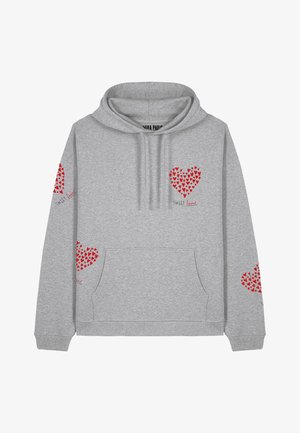 Hallide särk kapuutsiga, millel on ees ja varrukatel punased südame mustrid. Särgil on ees tasku ja ribadega mansetid.