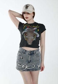 Ed Hardy LOVE-RUNS-WILD - T-shirt imprimé - washed black