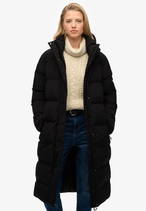 HOODED LONGLINE PUFFER - Abrigo de invierno - black