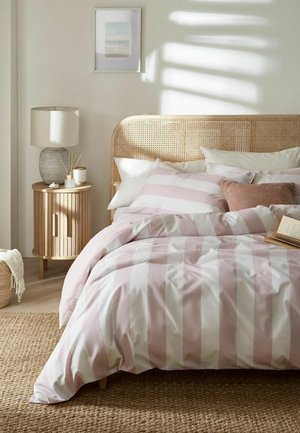 Next, REVERSIBLE DUVET COVER AND PILLOWCASE SET UNISEX - Posteľná bielizeň - pink white wide stripe