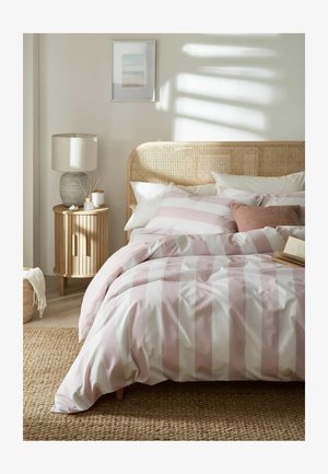 Next, REVERSIBLE DUVET COVER AND PILLOWCASE SET UNISEX - Posteľná bielizeň - pink white wide stripe