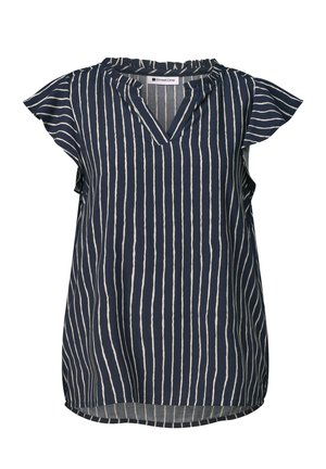 Street One, BLUSENSHIRT MIT SPLIT NECK UND VOLANT-ÄRMELN - Blouse - darkest blue