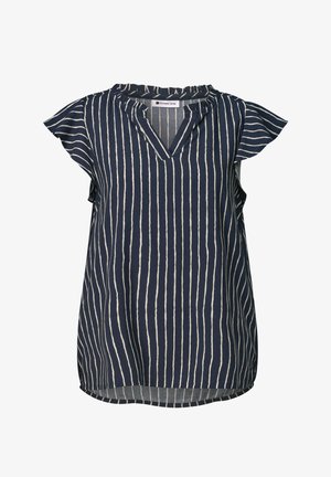 Street One, BLUSENSHIRT MIT SPLIT NECK UND VOLANT-ÄRMELN - Bluse - darkest blue