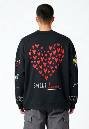 TATTOO SWEETHEART EMBROIDERY OVERSIZED - Felpa - black