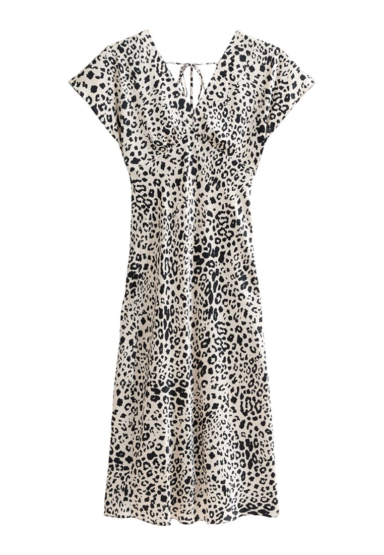 New Look LEOPARD PRINT SATIN BIAS CUT MIDI - Day dress - brown pattern/brown  - Zalando