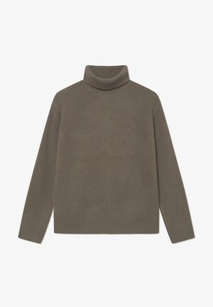 Ribakate turtleneck-sviiter tuhmroheline, millel on pikad varrukad ja kehakohane disain. Valmistatud pehmest, tekstuurses kudumisest.