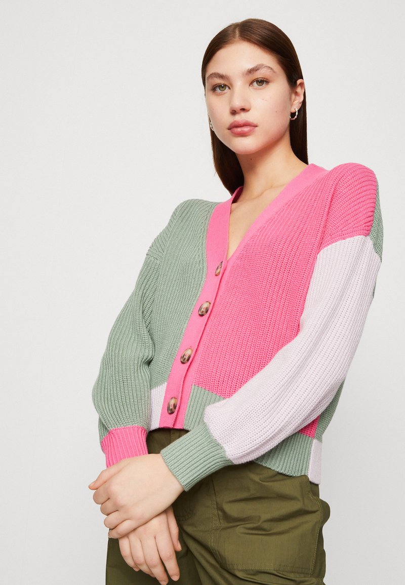 ONLY ONLBLOSSOM V NECK CARDIGAN - Cardigan - carmine rose/lavender fog/chinois  green/green - Zalando.co.uk