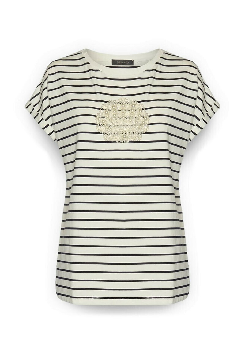 Elena Mirò T-SHIRT A RIGHE CON RICAMO - Camiseta estampada - bianco ...