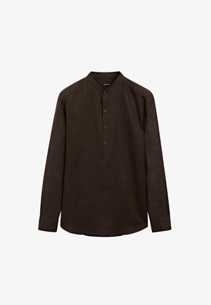 Massimo Dutti REGULAR FIT GARMENT WITH STAND COLLAR - Hemd - brown