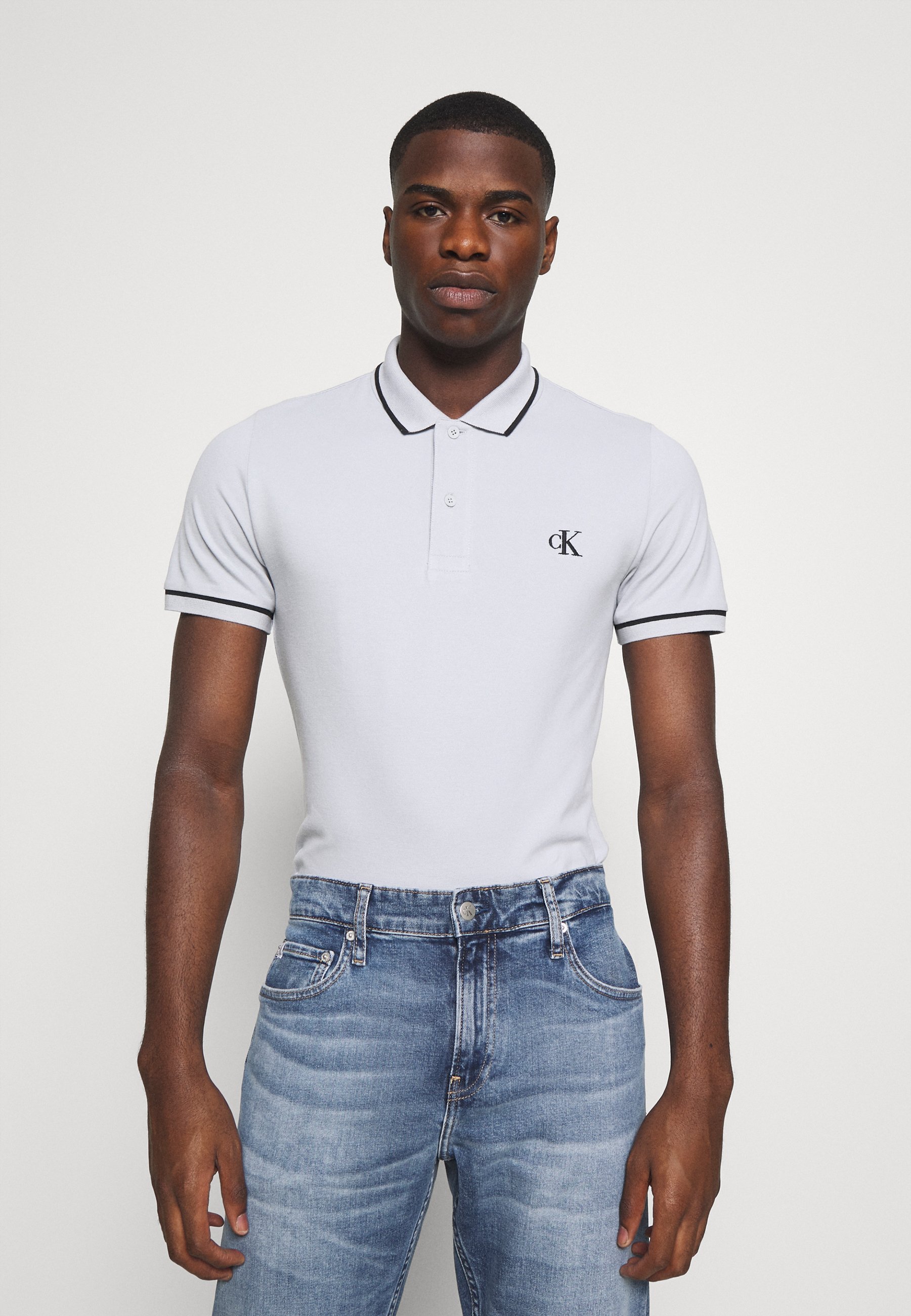 Calvin Klein Jeans TIPPING SLIM - Poloshirt - marble grey/lichtgrijs -  Zalando.nl