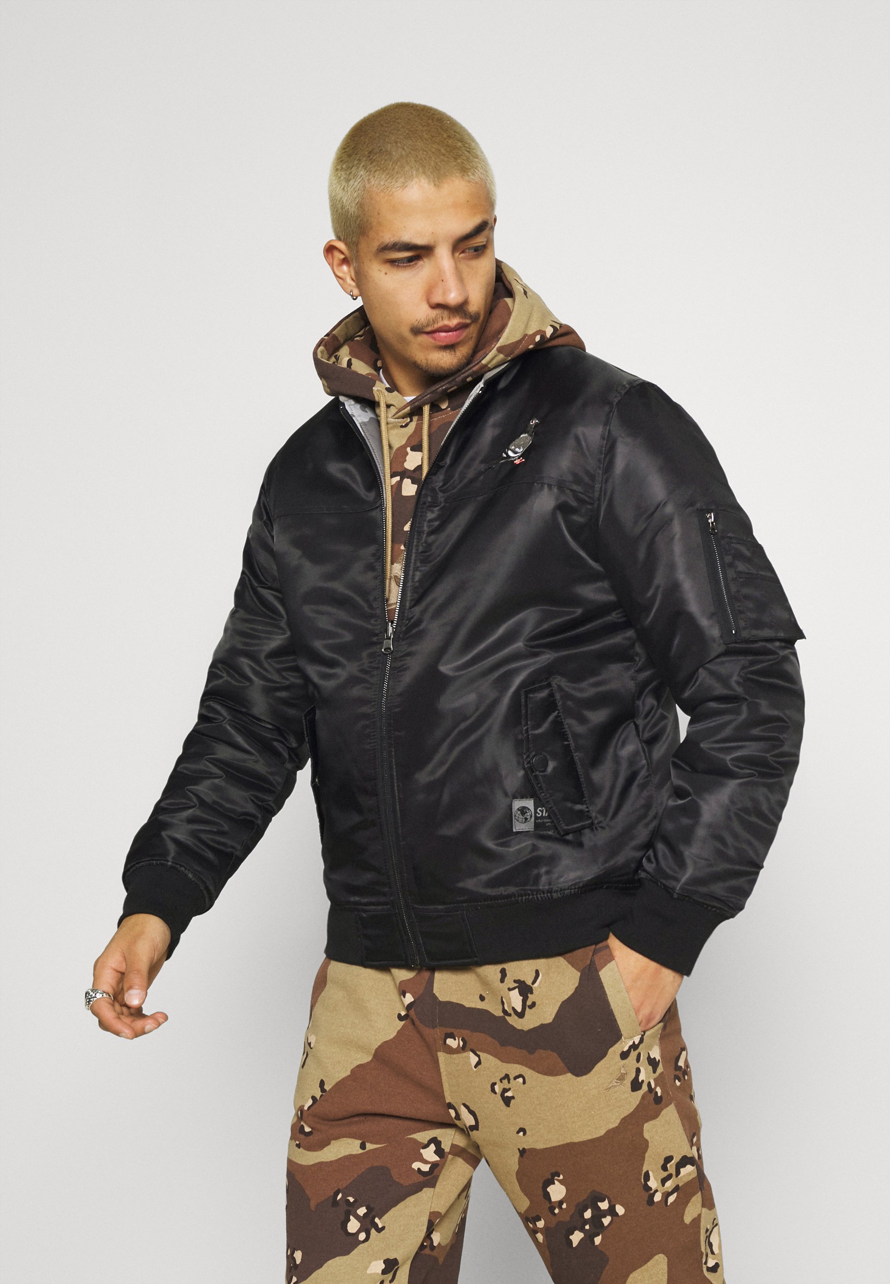 black reversible bomber jacket