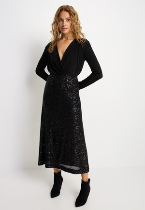 LASCANA, LASCANA PAILLETTENROCK - A-line skirt - schwarz