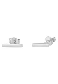 Boucles d'oreilles en argent avec un design de barre rectangulaire minimaliste. Texture lisse avec une finition polie, adaptées pour un port quotidien.