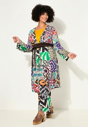 KIMONO, LONG UND OPEN, PATCHPRINT, LANGARM - Lichte jas - black