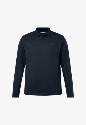 Polo a maniche lunghe di un blu scuro realizzato in un morbido misto cotone. Presenta un'apertura con tre bottoni e un logo discreto sul petto. Vestibilità classica.