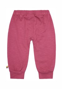 Rosa Baumwoll-Jogginghosen mit elastischem Bund, schmal zulaufenden Bündchen und einer subtilen melierten Textur. Mit einem farblich abgesetzten Etikett an der Seite.