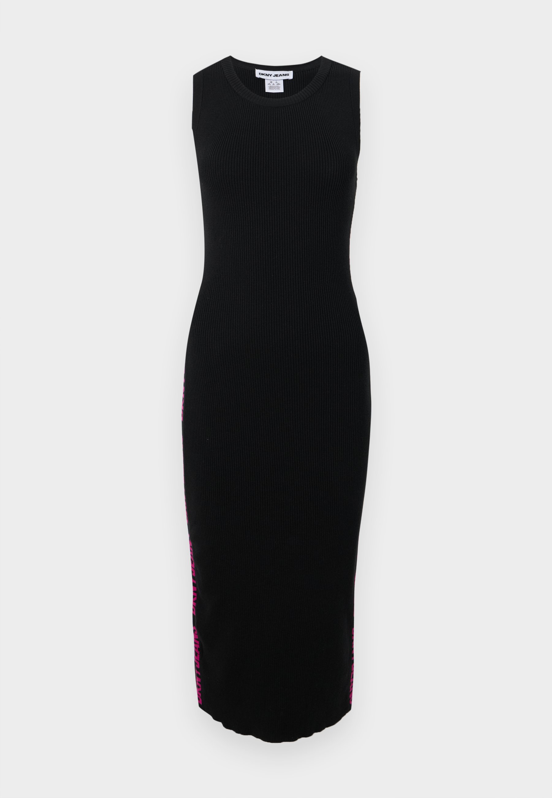 DKNY SIDE LOGO MIDI DRESS - Day dress - black/festival fusch/black