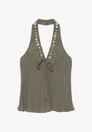 PULL&BEAR, BUTTONED HALTER - TOP - Blouse - khaki