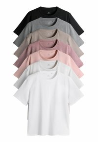 THE SET - REGULAR FIT - 7 PACK ESSENTIAL - Basic T-shirt - black brown taupe pink light pink cream white Thumbnail Image 1