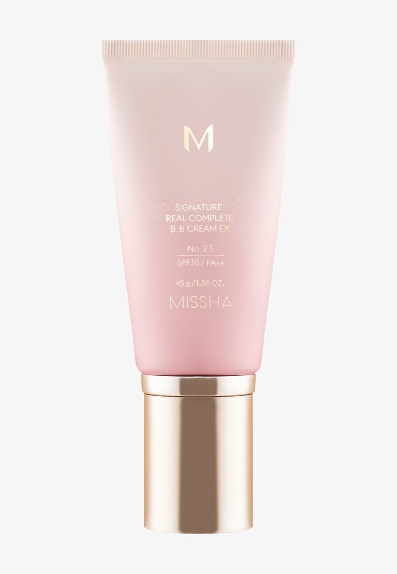 Rosa og gull tube med MISSHA Signature Real Complete BB Cream EX med SPF30 PA++ i fargen nr. 23, 45 g størrelse.