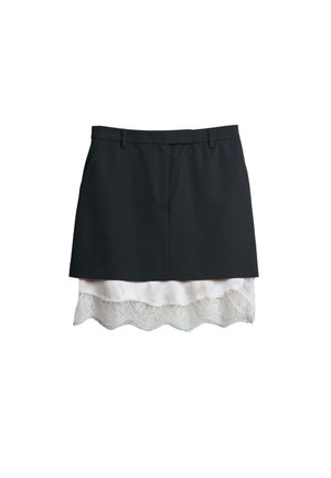 BHOEM, REGULAR FIT - LINGERIE TAILORED 2-IN-1 MINI SKIRT - A-snit nederdel - black ecru