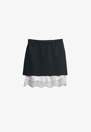 BHOEM, REGULAR FIT - LINGERIE TAILORED 2-IN-1 MINI SKIRT - A-snit nederdel - black ecru