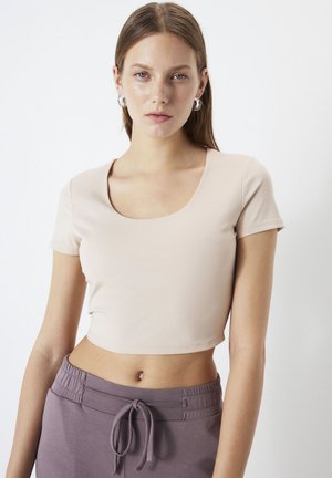 Ipekyol SLIM FIT ROUND NECK CROP - T-shirt basic - natural
