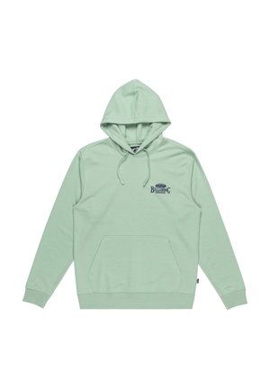 Mintgroene hoodie met een kangoeroezak, logo op de borst en geribbelde manchetten. Gemaakt van zachte katoen.