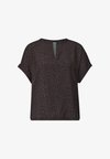 SHIRT WITH MIXED TEXTURES AND SPLIT NECK - Blouse - molten earth