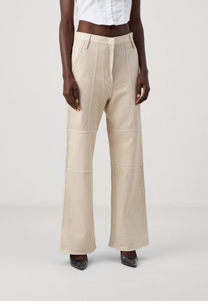 DAY Birger et Mikkelsen JULIAN PERFORATED - Leather trousers - cloud cream