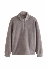 Next BORG ZIP NECK - Fleece trui - stone neutral