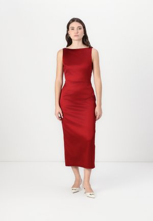High-Neck Satin Sculpt Midi Dress - Apģērbs svinīgiem gadījumiem - red
