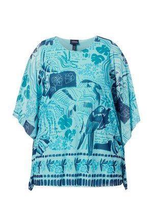 Ulla Popken, PRINTED LAYERED MESH BLOUSE - Blusa - pale turquoise