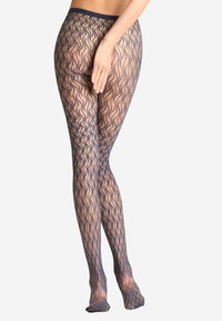 Collant navy con motivo a onde, texture trasparente, vita elastica e punta aperta. Progettati per un aspetto aderente.
