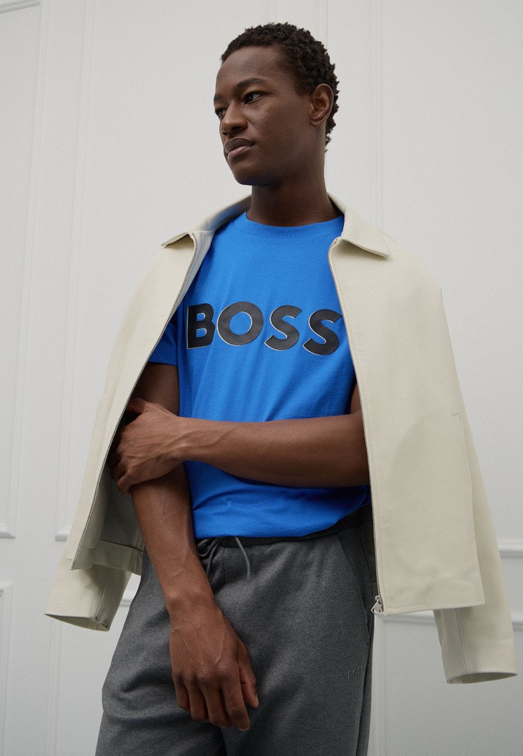 Boss T-shirt print blauw Boss T-shirt print blauw