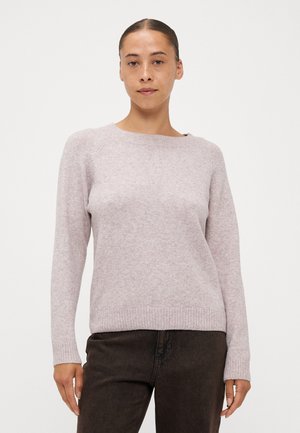 Helles Rosa pullover mit Rundhalsausschnitt und langen Ärmeln, mit geripptem Saum und Bündchen. Weicher, leicht strukturierter Stoff mit lässiger Passform.