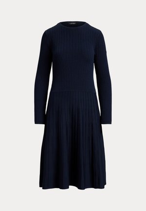 Lauren Ralph Lauren, MINI-CABLE & RIB-KNIT LONG-SLEEVE DRESS - Robe pull - navy