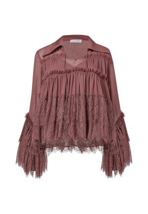 Leem, NECK TIE LACE BLOUSE - Blouse - brown