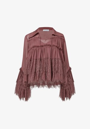 Leem, NECK TIE LACE BLOUSE - Blouse - brown
