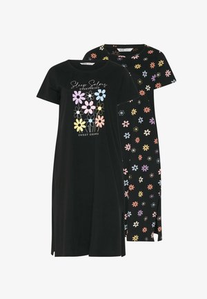 Yours Clothing, WOMEN'S NIGHTDRESSES & CHEMISES 2-PACK - Camicia da notte - black