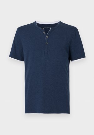 Pier One, CONTRAST SHORT SLEEVES HENLEY SHIRT - Basic póló - mottled dark blue