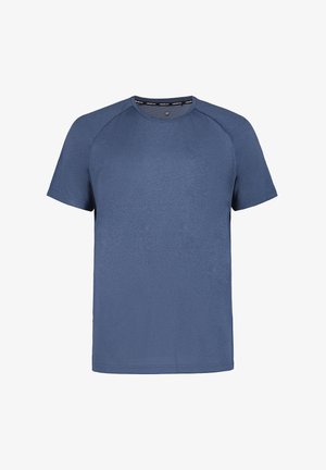 Blauwe t-shirt met korte mouwen, gemaakt van zachte stof, met een ronde hals en raglanmouwen. Smooth texture zonder zichtbare patronen of accenten.