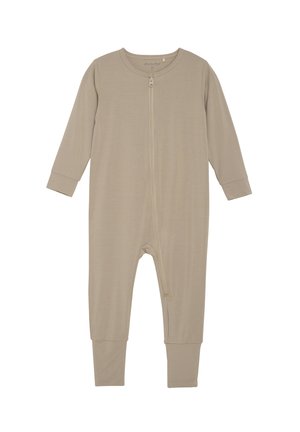 Langärmliger Overall aus weichem Stoff, mit einem Reißverschluss vorne, engen Bündchen und rundem Ausschnitt.